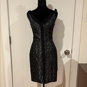 Elegant Black Textured Mini Dress